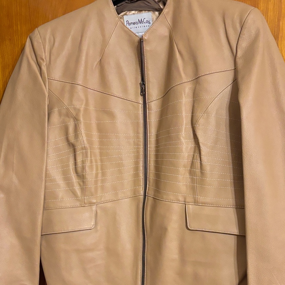 Pamela McCoy Beige Leather Jacket